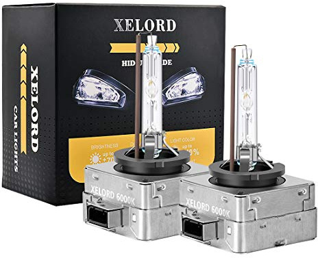 XELORD D1S 6000K Xenon lampada Bianco 35W 12V HID Alta Luminosità Auto Fari Lampadine(Confezione Da 2)