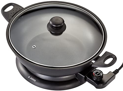 Judge JEA88 Electric Wok Non Stick with Lid, 32cm, 3.7L Electric Pan, Electric Frying Pan, Non Stick Frying Pan and Wok with Lid - 2 Year Guarantee