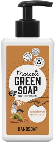 Marcel's Green Soap - Handseife Sandelholz & Kardamom - Flüssigseife Spender - Umweltfreundlich - Vegan - 97% Biologisch abbaubar - 250 ml