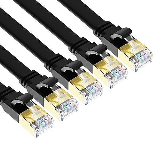 Yauhody Cat 8 Ethernet Cable 2M 5Pack, Internet Cable 2M 5Pack, Black | 40Gbps High Speed, Pure Copper, Shielded Cat8 Network LAN Cord with Gold Plated RJ45 Connector for PS5, Gaming, Router, Modem