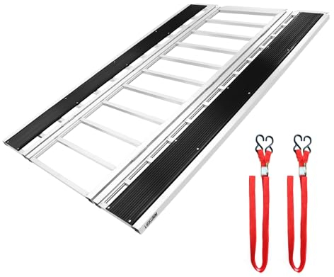 LIEKUMM 216 x 137 cm Schneemobil Laderampen, Auffahrrampe bis zu 680 kg, Faltbare Verladerampen ​für Rasenmäher, ATVs, UTVs, Motorräder