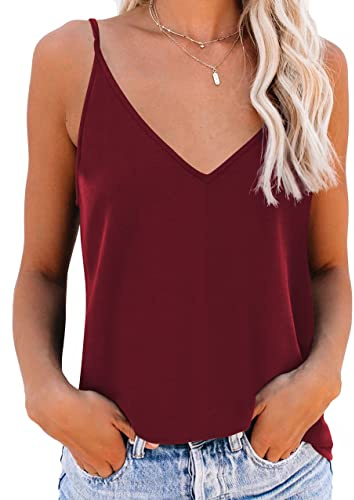 Nonsar Canotta da donna, con spalline sottili e regolabili, top lungo modello basic