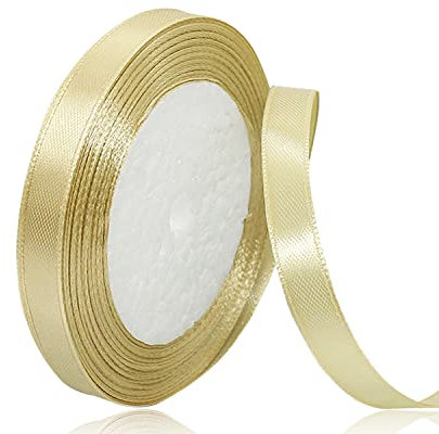 Gold Satinband 10mm x 22Meters Schleifenband Gold Geschenkband Dekoband Stoffband für Geschenk, Basteln, Nähprojekte, Haarschleifen, Brautstrauß, Hochzeits Dekoration