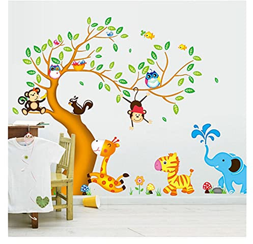 luckxuan Wandsticker/Tapete Tiere Baum Vinyl Wandaufkleber for Kinderzimmer Wohnkultur DIY. Kindertapete Kunstaufkleber Hausdekoration Dekorative Tapeten