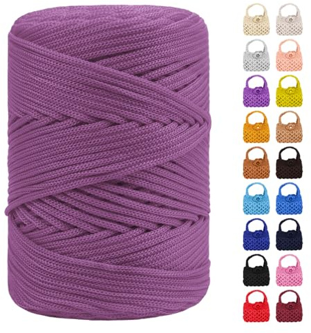 LEREATI Polyester Garn 3mm x 170m, Makramee Garn 3mm Geflochten Makramee Schnur Bunt, Macrame Cord 3mm Farbig für Geschenk, Häkeltasche, Umhängetasche, Platzteller, Wohndekorationen (Gummi Rosa)