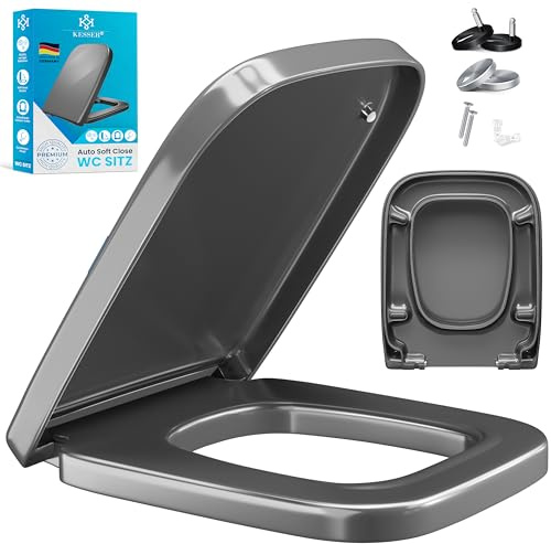 Siège de WC KESSER® avec système d'abaissement automatique, abattant de toilette avec fonction Quick-Release et Softclose - montage simple, couvercle de toilette en Duroplast, siège de toilette avec