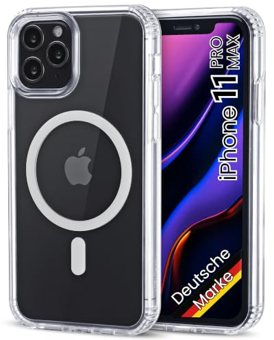 JProtect für iPhone 11 Pro Max Hülle für Magsafe (TOP Schutz & Magnetkraft) Magnetische Handyhülle Transparent für iPhone 11 Pro Max - Hülle Magnet für MagSafe Zubehör Case Stoßfest
