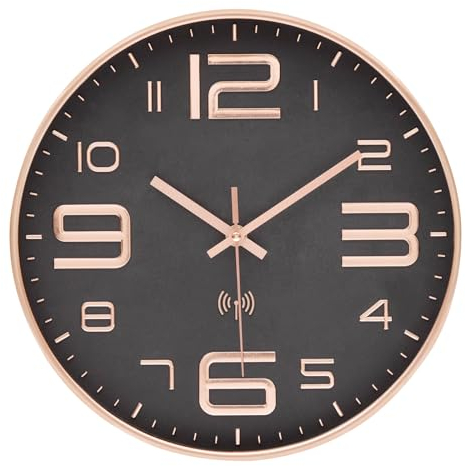 VIVILINEN Orologio da Parete Radiocontrollato 30CM Orologio da Parete Moderno Silenzioso Senza Ticchettio Orologio Rotondo Classico Decorativo per Camera da Letto Cucina Scuola Ufficio Soggiorno