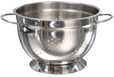 Buckingham Premium Stainless Steel Deep Colander Strainer for Rice Pasta Spaghetti Noodles Vegetables Fruits Cooking (7 L / 28 cm)