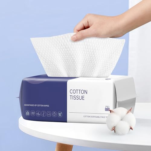 Disposable Face Towel, 100 Count Face Towels for Washing Soft Cotton Dry Wipes Facial Cloths Towelettes for Washing and Drying, Facial Tissue for Cleansing, Skincare and Makeup Remover