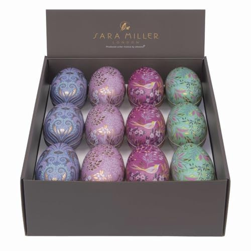 Sara Miller, set di 4 scatole di latta per uova di Pasqua, misura media, 65 x 67 x 110 mm