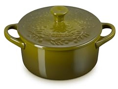 Le Creuset Olive Branch Collection - Mini cocotte redondo clásico de gres, 24 onzas, oliva, 75447170411131