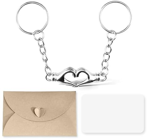 Mezrkuwr 1 paire de porte-clés mignons pour couples, cadeaux amusants de Saint-Valentin, porte-clés assortis pour meilleurs amis/petit ami/petite amie avec enveloppe