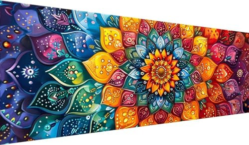 Diamond Painting XXL 230x90 cm, DIY Mandala Diamant Painting Bilder, 5D Blume Diamond Painting Set, Diamant Kristall Strass Kreuzstich Painting, Diamond Painting Erwachsene für Zimmer Deko Wohnzimmer