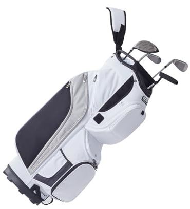 VEVOR Bolsa para Carrito de Nailon Premium de Golf con Organizador de 14 Vías en la Parte Superior de 410 x 370 x 915 mm y 13 Bolsillos con Asas, Cubierta Antipolvo y Correas Desmontables, Blanco