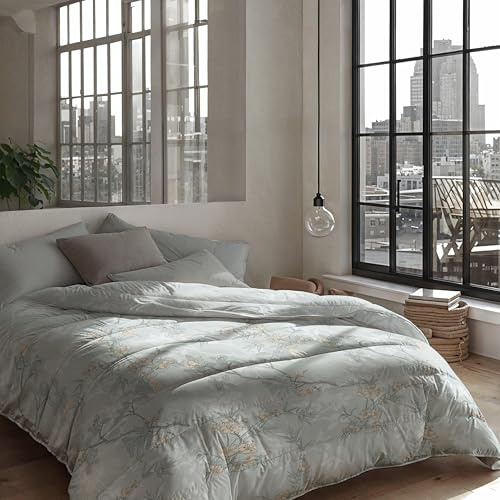 Zelesta Royalbed Bettdecke 4 Jahreszeiten - Bettwäsche winterdecke und Sommer-Bettdecke warm Duvet - Waschbare bettdecke ohne Bezug - Anti-Allergene Steppdecke (Aqua Forest, 200x200cm (L))