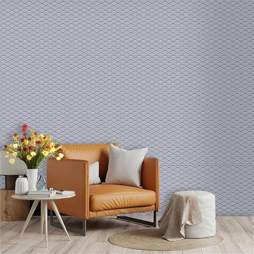 Selbstklebende Tapete Minimalismus Blaue Rippel Strukturtapete Wandtattoo Schlafzimmer Tapete Selbstklebend Vliestapete Wallpaper for Living Room Tapeten Leicht zu Entfernen Wandschutzfolie 45x300cm