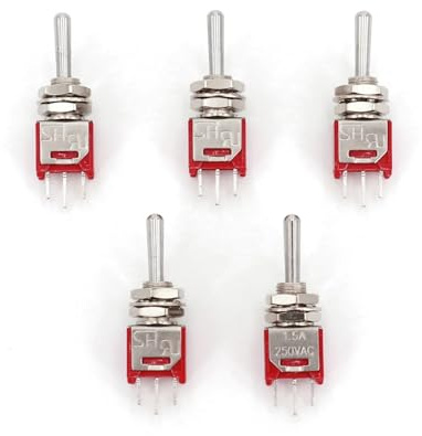 5Pcs SH TS-4 Series 3Pin SPDT 5mm Panel Sub-Miniature Toggle Switch 3A/120VAC ICXLPMC(5Pcs MOM-OFF-MOM)