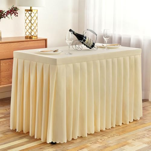 Mateju Stehtisch Husse Rechteckige, Tischdecke für Partei mit Tischschürze, Feiern Veranstaltungen Hochzeit Dekoration Party für Bankett Hochzeit Geburtstag (180x40x75cm,Beige)