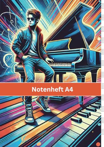 Notenheft A4: 120 Seiten mit 12 Notenzeilen - Notenlinienheft - für Anfänger und Fortgeschrittene geeignet - blanko Heft A4 - Notenblätter - Musikheft mit Notenlinien