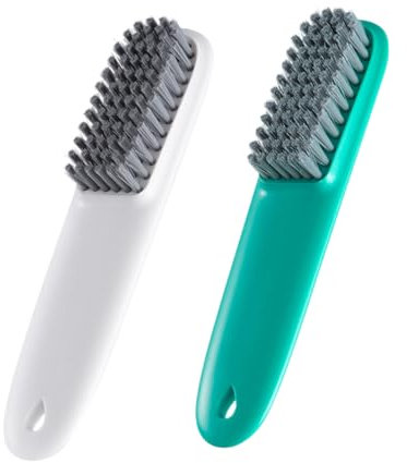 TOGEVAL Lot De 2 Brosses À Chaussures Blanches avec Manche pour Le Nettoyage des Chaussures des De Voyage