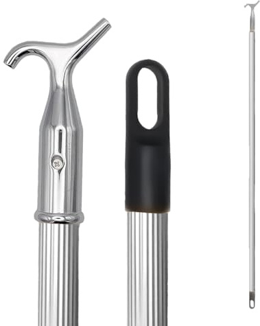 Fensterstangenöffner und Dachbodenleiterstange, 118 cm, Aluminiumstange mit Chrom-Haken, für Fenster, Dachboden, Dachboden, Dachboden, Bootshaken und Jalousien