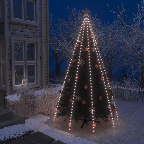Homgoday Weihnachtsbaum-Lichternetz Weihnachtsbaum Lichterkette Christbaum Tannenbaum Lichterbaum Weihnachtsdeko Christbaumbeleuchtung Weihnachtsbeleuchtung mit 400 LEDs 400 cm