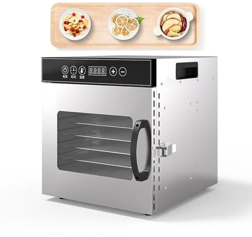 ZHJOPP Disidratatore per Alimenti, essiccatore per Alimenti Portatile in Acciaio Inossidabile, 8 vassoi con Display LED per essiccatore a scatti con Controllo scatti