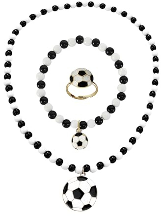 FloraMolly Armband Kinder Jungen Set, 3-teilige schwarze weiße Perle Jungen Armband Halsketten Ringe Elastische Seil Jungen Halskette Set für Jungen Teenager
