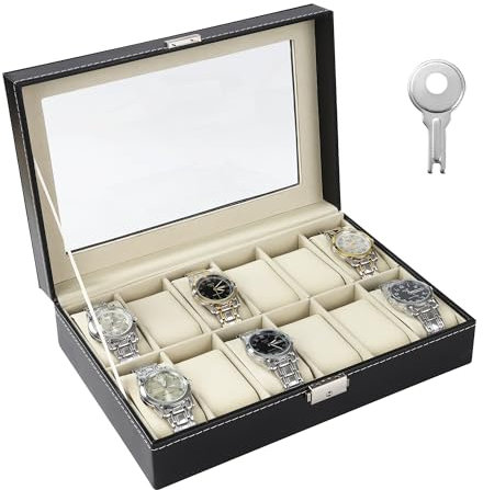 DUBUOZA Porta Orologi a 12 Posti, Scatola Porta Orologi Uomo e Donna,Realizzato in velluto, adatto per riporre orologi, gioielli, ecc È il miglior regalo per uomini e donne