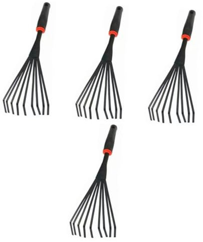 Kisangel 4 Pièces balayeuse râteau à Feuilles désherbeur Feuilles Pelle râteau à arbustes Outillage de Jardin Outils de Jardin râteau portatif râteau pour Le Jardin Caoutchouc Black