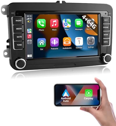 Essgoo 4+64G Android 14 Autoradio Für VW Caddy Golf MK5 6 Polo Passat Seat RCD330 mit Wireless CarPlay Androidd Auto,2 Din Radio mit 7 Zoll Touchscereen Bluetooth FM RDS GPS WiFi