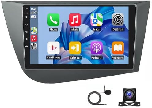 Android 13 Car Stereo Radio for Seat Leon MK2 2005-2013 w/Wireless Carplay & Android Auto FM/RDS Car Radio Receiver 9in GPS Navigation w/Rearview Camera Mirror Link Built-In WiFi Bluetooth 2G+32G