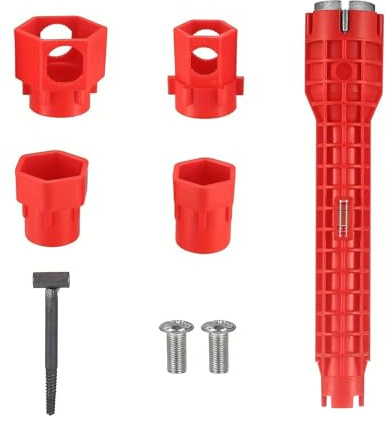 Syylqyr 8 Pcs Multi Functional Faucet Wrench 14-in-1, Tap Spanner for Tight Space and Basin Wrench with Sink Tap Spanner Adjustable Plumbing Tool for Kitchen Bathroom Faucet Installation