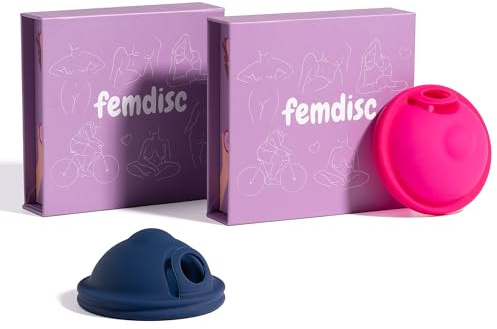 femdisc Menstruationsscheibe mit Lasche | wiederverwendbar | 12 Stunden Schutz | händefreies Entleeren | aus medizinischem Silikon | für jede Periode (Regular & Small, Rosa & Blau)