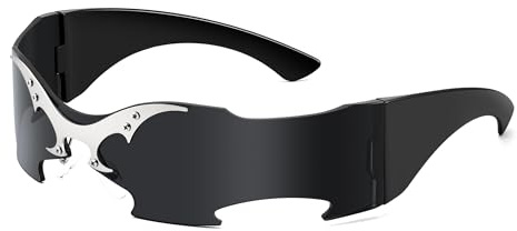 FEISEDY Schnelle Brille Herren Damen Futuristische Sonnenbrille Randlose Partybrille für Halloween Rave Festivals Rollenspiel B4184