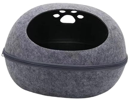 kowaku Abri pour Chat, Design Portable, Lit Résistant Aux Rayures avec Structure en Coquille D'œuf, Gris Foncé