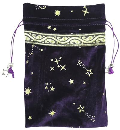 Porta carte dei tarocchi – Borsa viola con coulisse costellazione