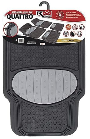 ROLMOVIL Juego de Alfombrillas Coche Universal 4 Piezas, PVC Serie Gold Bicolor con Talonera Reforzada, Antideslizantes y Resistentes, Protector Interior Auto, Fácil de Limpiar y Duraderas