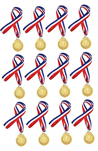 Alipis 12 Stück Teiliges Goldmedaillen mit Zahlen für Sportwettbewerbe Auszeichnungen für Gewinner bei Schulveranstaltungen und Großen Wettkämpfen Medaillen für Fußball und Sportevents