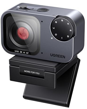 UGREEN FineCam Pro Webcam, 2K/30fps HD Webcam for PC with 1/2.55 Sensor | Support PDAF Auto Focus, AI Framing, Gesture Control, Auto Light Correction, Noise-Canceling Mics for Conferences, Streaming