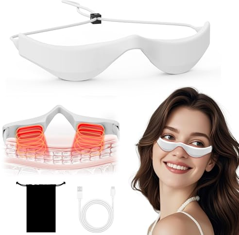 Under Eye Red Light Therapy,3 Modes Red Light Therapy Device Microcurrent Eye Massager,Red Light Glasses For Eye Bags Dark Circles Puffiness Wrinkles Fine Lines, Relieving Eye Fatigue
