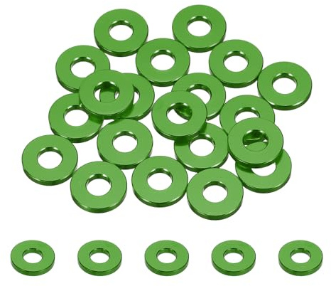 QUARKZMAN 20pcs Rondelle Plate M5 Aluminium Goupille Anodisée Rondelle À Tête Fraisée,Diamètre Du Trou 5mm/0.2 Rondelles Pour Vis RC/FPV/PC/Drone/Accessoires Mécaniques,(Vert)