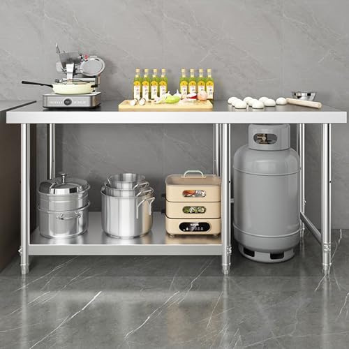 KCCRHIN Tavolo Inox da Preparazione, Tavolo da Cucina Commerciale, Banco da Lavoro Inox Cucina, Scaffale in Metallo, Banco da Lavoro per Ristoranti, Hotel, Bar, Ospedali, Scuole,120x40x80cm