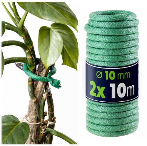 KADAX 2er Set Gartendraht 10mm x 10m, Pflanzendraht mit stabilem Stahlkern und schonender Schaumstoffbeschichtung in Grün, Pflanzenbinder, weicher Draht für Garten