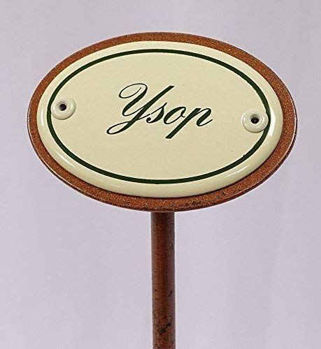 linoows Kräuterschild Kräuterstecker Emaille, Ysop, Erdspieß 25 cm