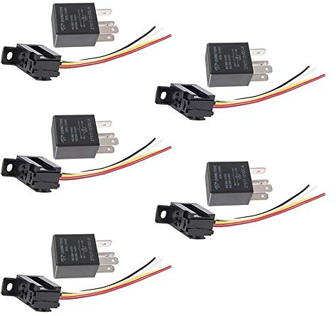 Mintice 5 Piezas 12V 30A Relé 4 Pines Vehículo Coche Relé Kit Automático Ventilador Eléctrico Bomba Combustible Alta Resistencia Carro Enchufe Zócalo