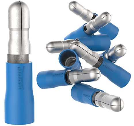 AUPROTEC 100x Connettore Maschio 1,5-2,5 mm² blu MPD Spina Cilindrica Capicorda Preisolati PVC Connettori Crimp Ottone Stagnato Terminali per Cavi Fili Elettrici