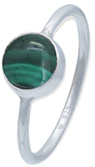 mantraroma Ring Silber 925 Damen Malachit Edelstein grün schlicht modern