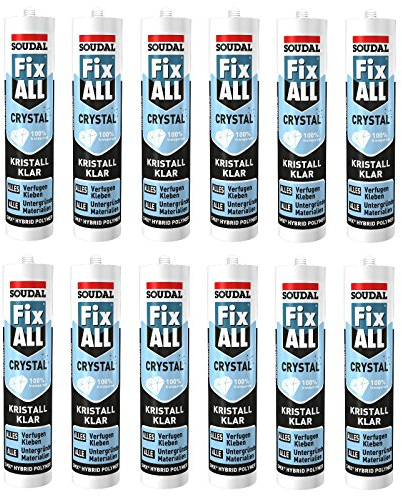 12x Soudal Fix ALL Crystal, Universalkleber, 290ml, transparent, mit Clipdüse